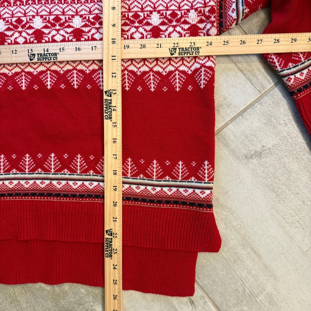 Tommy‎ Hilfiger Women's Red Fair Isle Sweater Large Winter Holiday - Picture 5 of 8